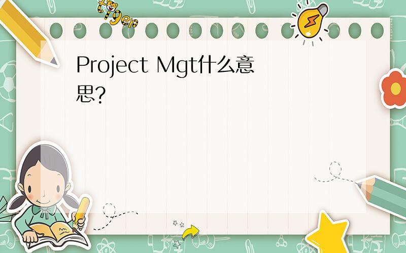Project Mgt什么意思?
