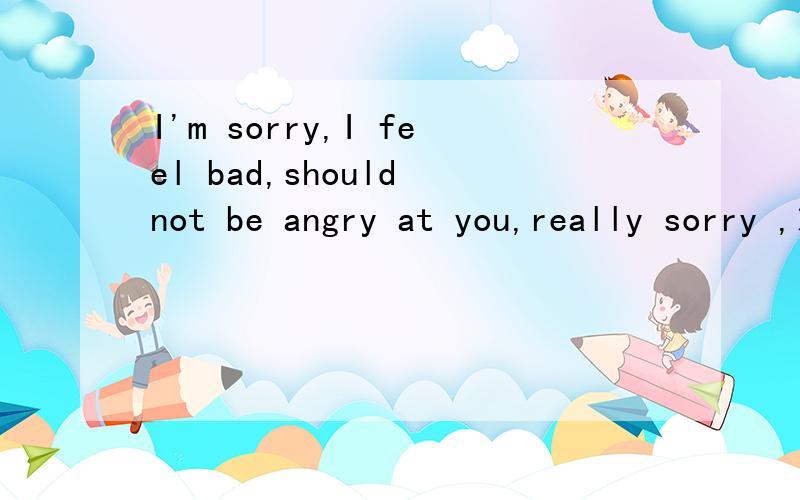I'm sorry,I feel bad,should not be angry at you,really sorry ,求翻译