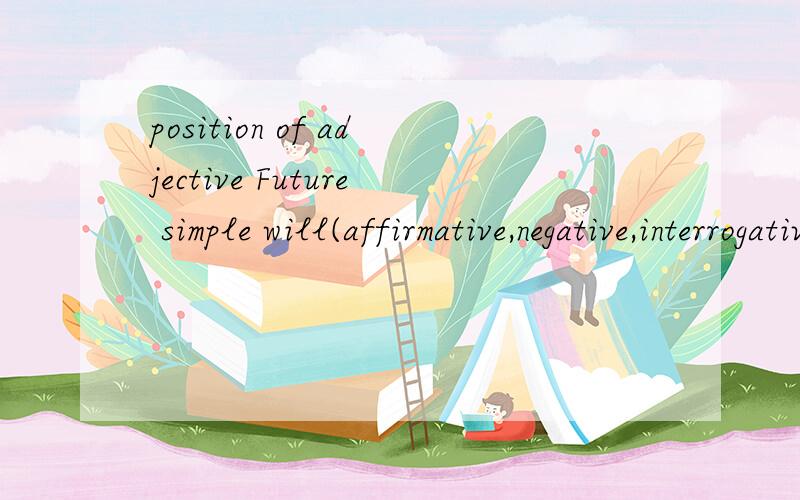 position of adjective Future simple will(affirmative,negative,interrogative);position of adjectives