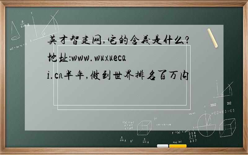 英才智建网,它的含义是什么?地址：www.wuxuecai.cn半年,做到世界排名百万内