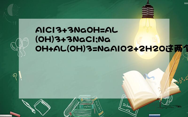 AlCl3+3NaOH=AL(OH)3+3NaCl;NaOH+AL(OH)3=NaAlO2+2H2O这两个反应的总反应离子方程式?