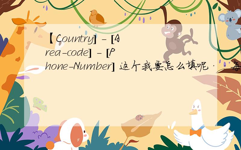 【Country] - [Area-code] - [Phone-Number] 这个我要怎么填呢··每个空他只有4个格~
