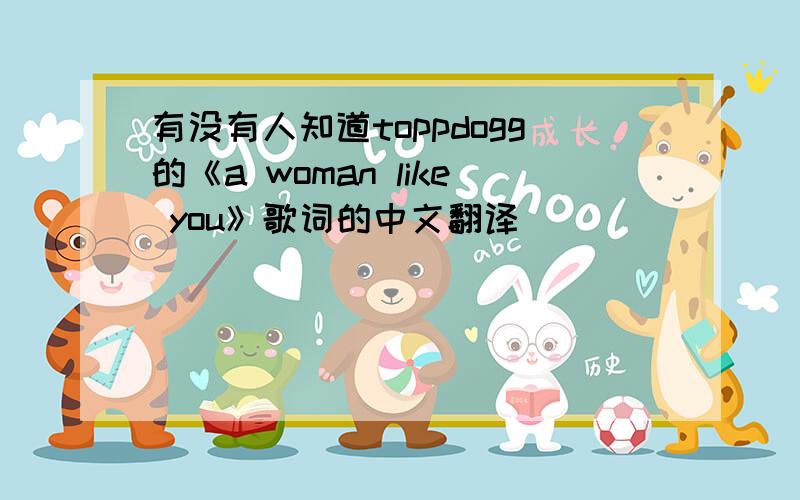 有没有人知道toppdogg的《a woman like you》歌词的中文翻译